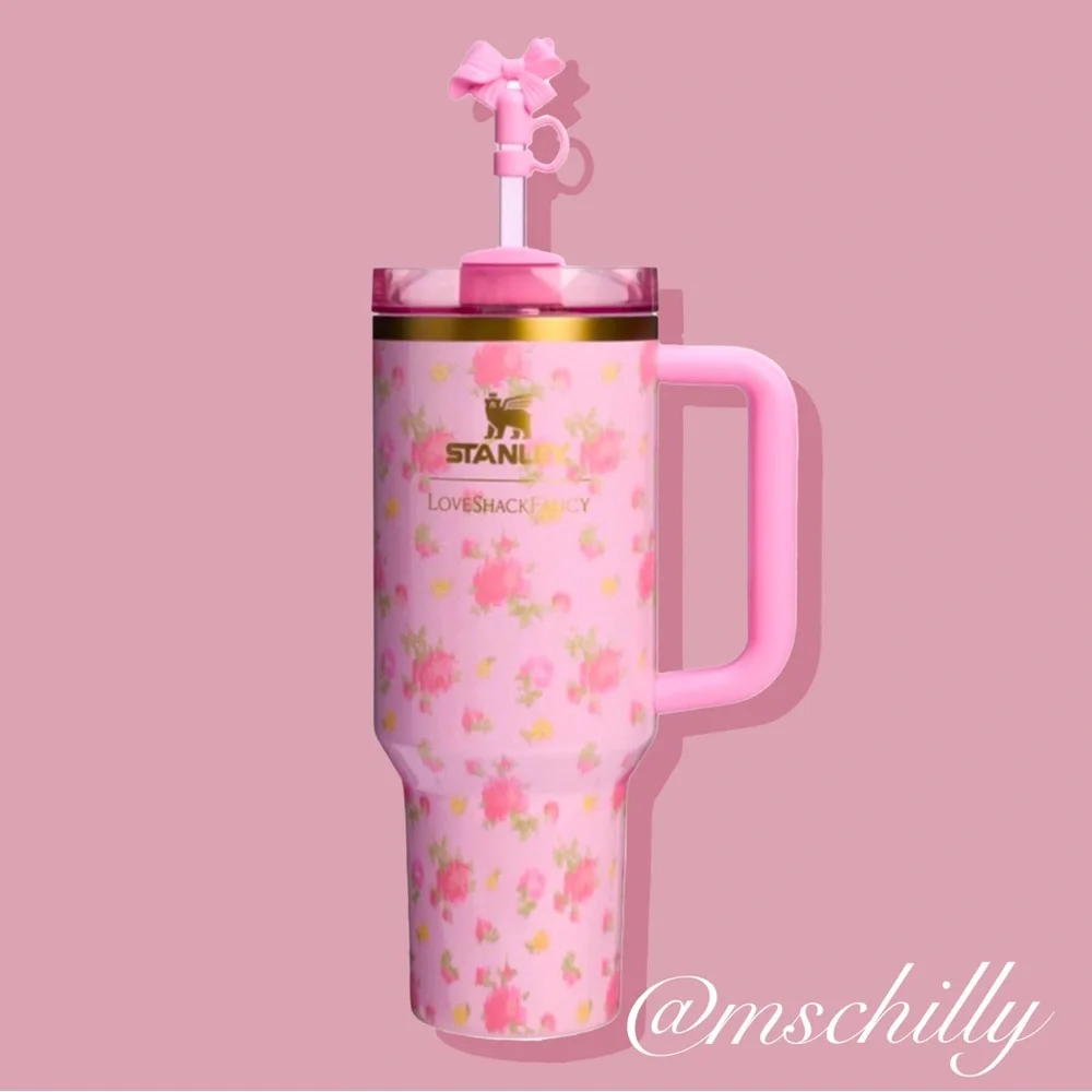 NIB Love Shack Fancy Stanley Quencher Tumbler 30oz Ibiza Sunset Pink Floral - Picture 1 of 5